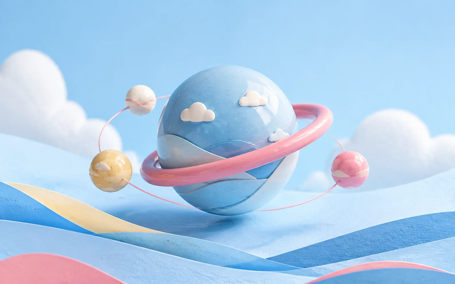 点点记:粉色轨道环绕的蓝色陶瓷星球